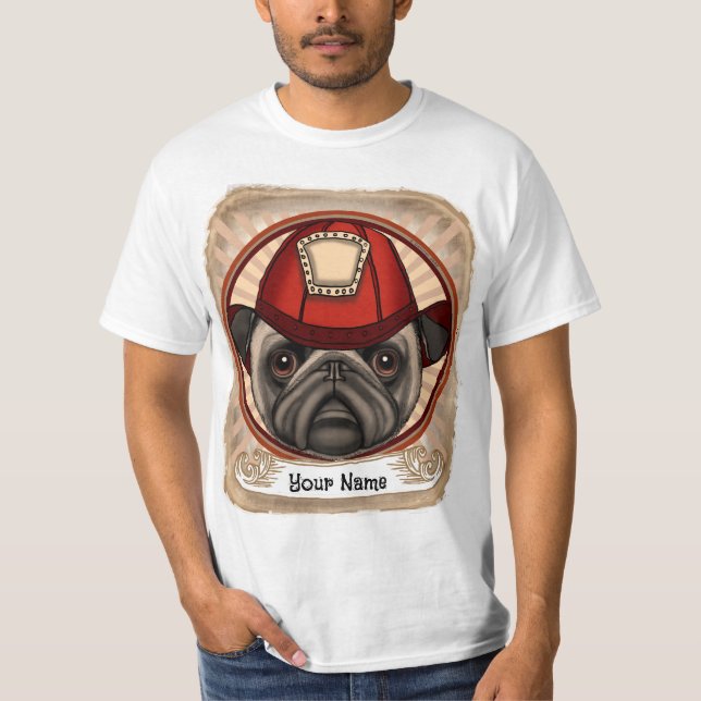 Feuerwehrkleid-Mops T-Shirt (Vorderseite)
