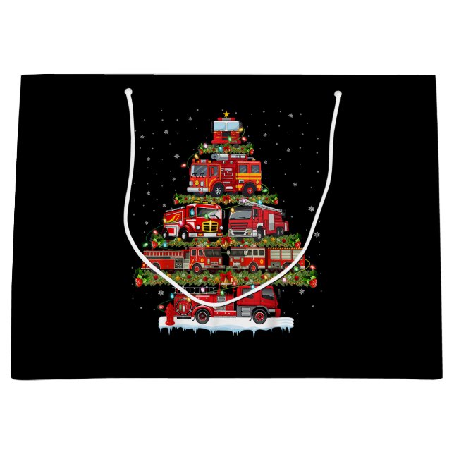 Feuerwehrleuchten Feuerwehrauto Weihnachten Große Geschenktüte (Vorderseite)