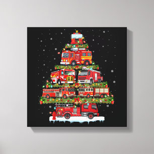 Feuerwehrleuchten Feuerwehrauto Weihnachten Leinwanddruck