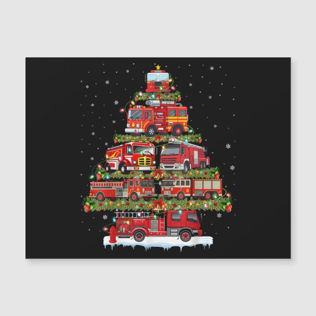 Feuerwehrleuchten Feuerwehrauto Weihnachten Magnetkarte (Vorderseite)