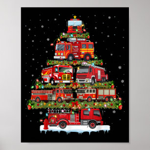 Feuerwehrleuchten Feuerwehrauto Weihnachten Poster
