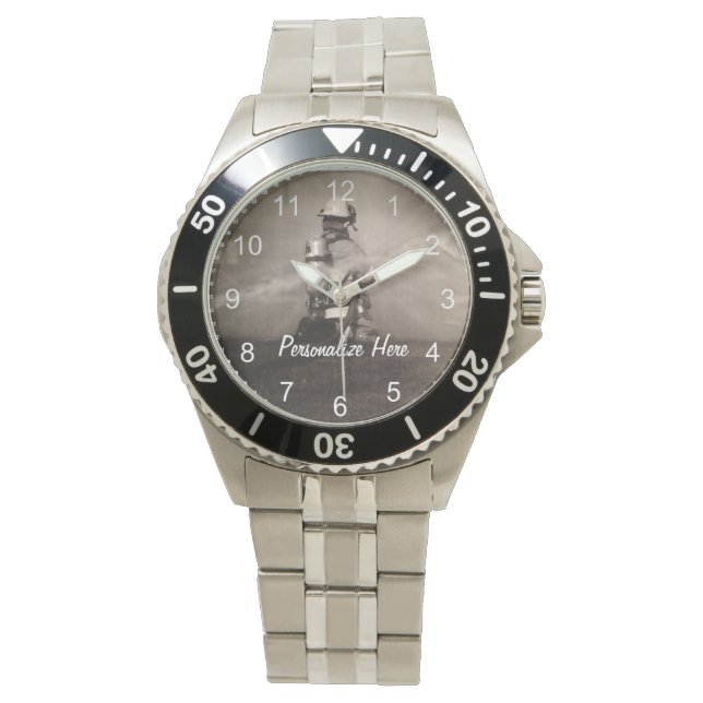 Feuerwehrleute am Arbeitsplatz Armbanduhr (Vorderseite)