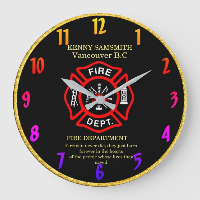 Feuerwehrleute die nie große wanduhr (Vorderseite)