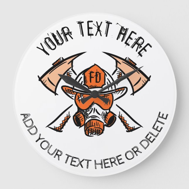 Feuerwehrleute. Feuerwehr Vorlage für Geschenkidee Große Wanduhr (Vorderseite)