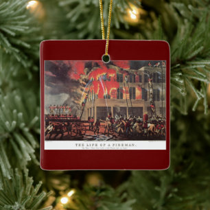 Feuerwehrleute, Feuerwehrmänner, Feuerwehrmann Keramikornament