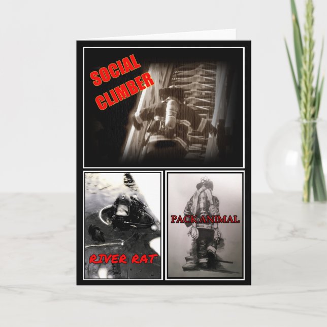 Feuerwehrleute geklappte Grußkarte Karte (Vorderseite)