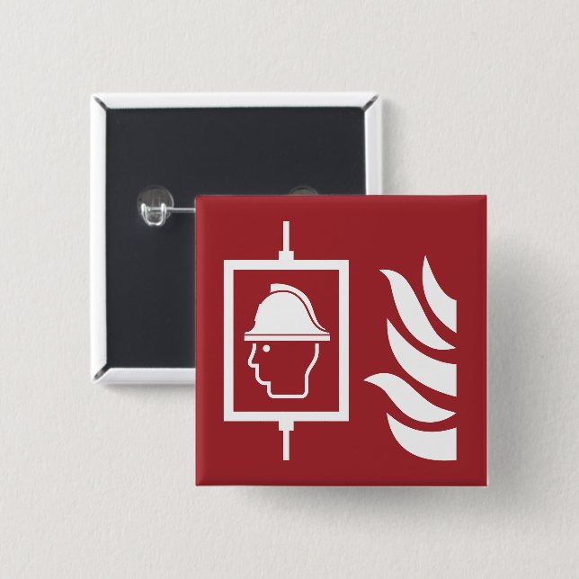 Feuerwehrleute heben Sicherheitszeichen an Button (Vorne & Hinten)