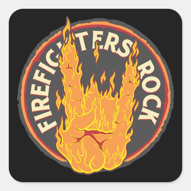 Feuerwehrleute Rock! Quadratischer Aufkleber (Vorderseite)