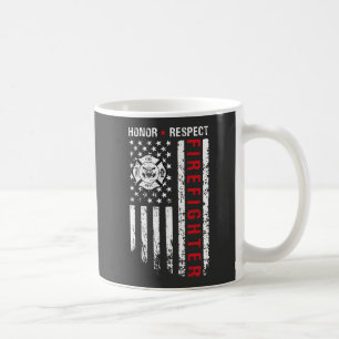 Feuerwehrleute rote Linie US-Flagge Kaffeetasse