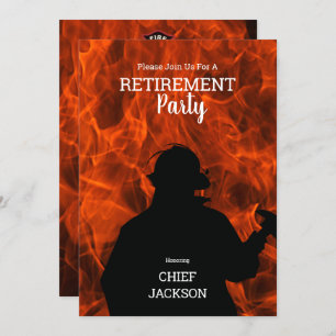 Feuerwehrleute Silhouette Flammen Ruhestand Party Einladung