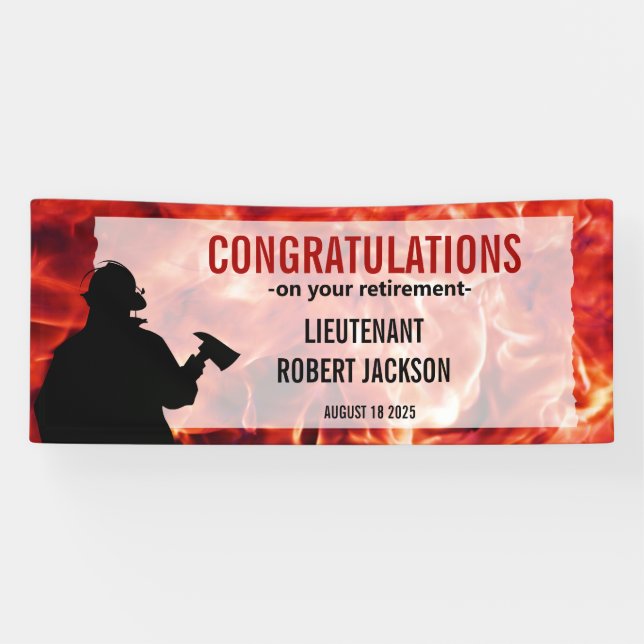 Feuerwehrleute Silhouette Flammenruhestandsbanner Banner (Horizontal)