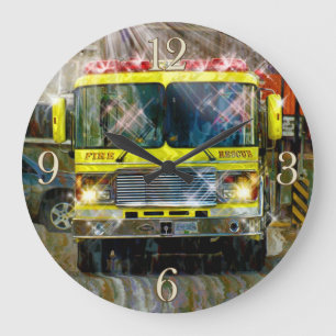 Feuerwehrleute und Rettungswagen Feuerwehrleute Uh Große Wanduhr