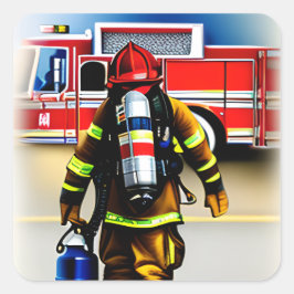 Feuerwehrleute wurden mit Kunst Quadratischer Aufkleber