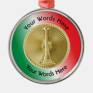 Feuerwehrleutnant Gold Medallion Silbernes Ornament