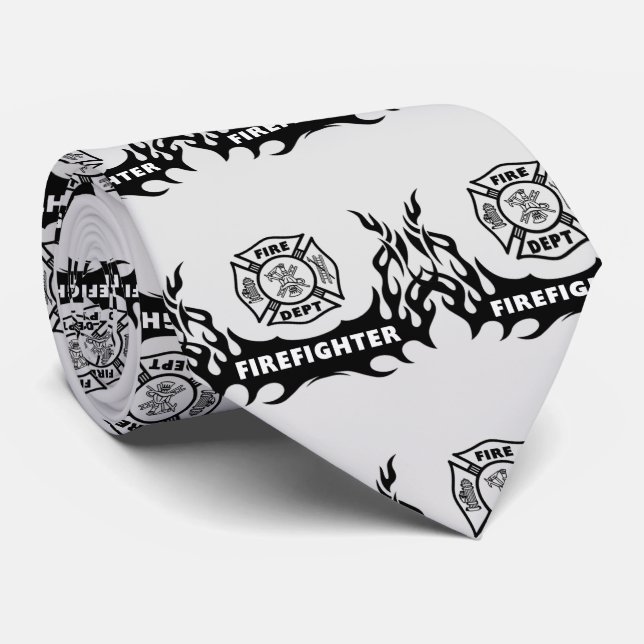 Feuerwehrlogo Tattoo Neck Tie Krawatte (Gerollt)