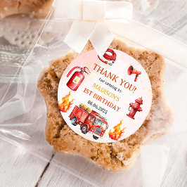 Feuerwehrmann 1. Geburtstag Party Classic Runder Aufkleber