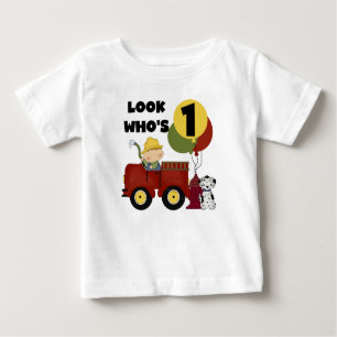 Feuerwehrmann-1. Geburtstags-T-Shirts und Baby T-shirt