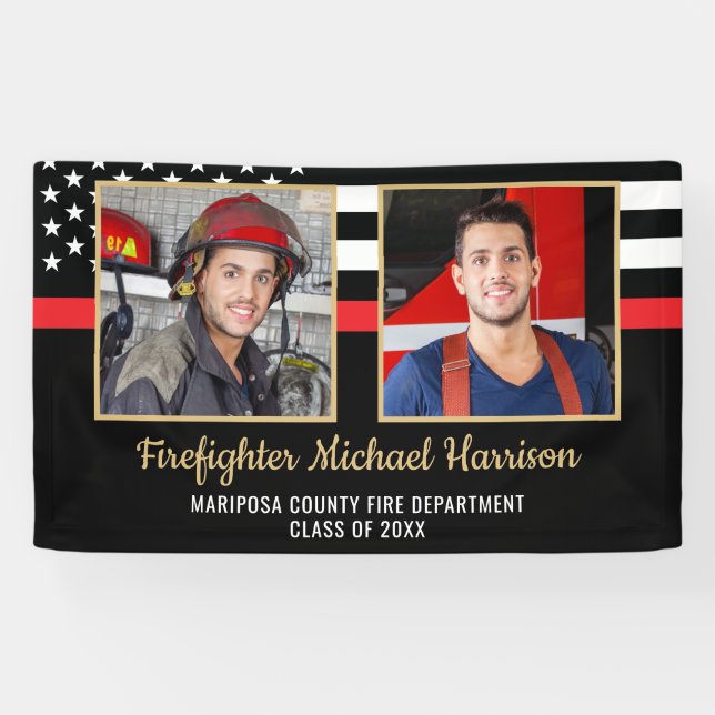 Feuerwehrmann 2 Picture Fire Academy Abschluss Banner (Horizontal)