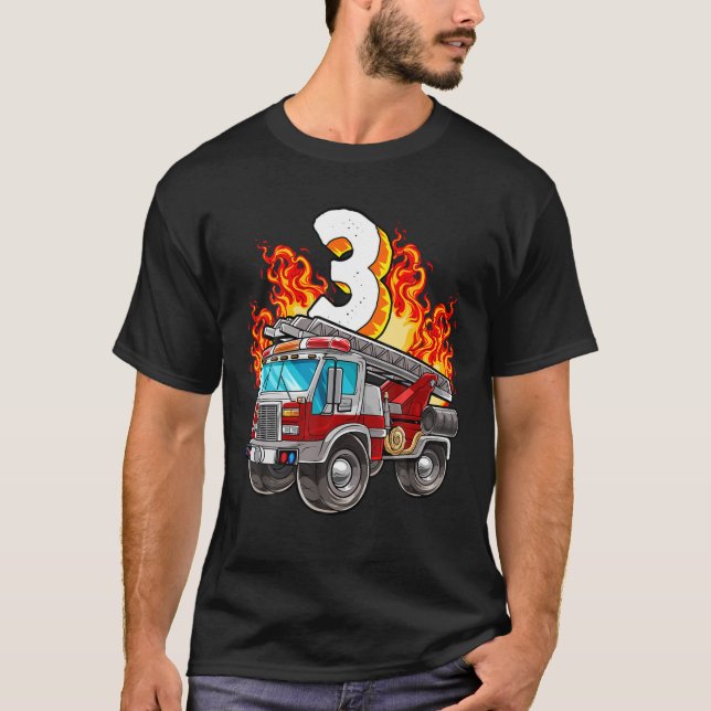Feuerwehrmann 3D Geburtstag Feuerwehrmann und Feue T-Shirt (Vorderseite)