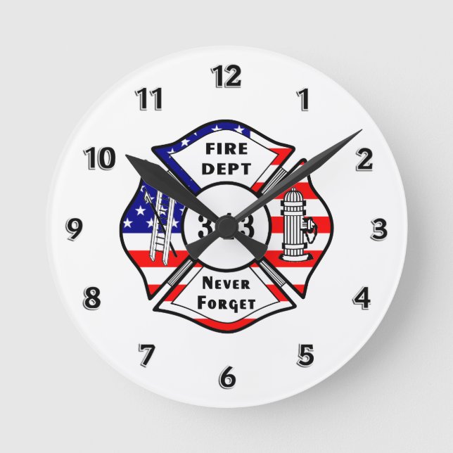 Feuerwehrmann 9/11 runde wanduhr (Vorderseite)
