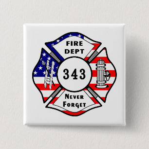 Feuerwehrmann 9/11 vergessen nie 343 button