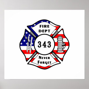Feuerwehrmann 9/11 vergessen nie 343 poster