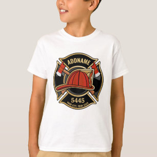 Feuerwehrmann ADD NAME Feuerwehr Abteilung Abzeich T-Shirt