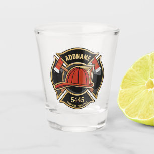 Feuerwehrmann ADD NAME Feuerwehr-Abzeichen Schnapsglas