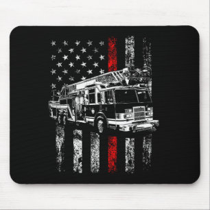 Feuerwehrmann Amerikanische Flagge Dünne Rote Lini Mousepad