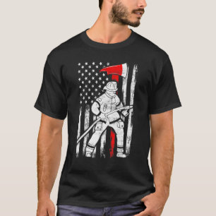 Feuerwehrmann Amerikanische Flagge Patriotisch US T-Shirt