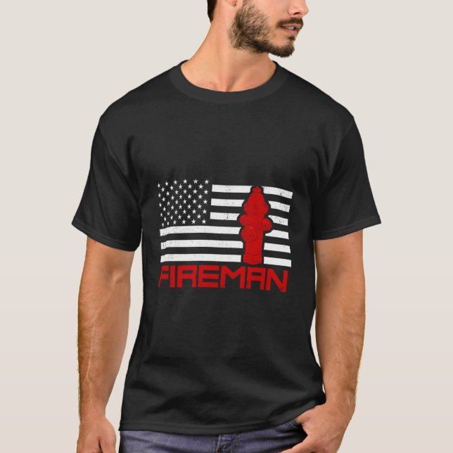 Feuerwehrmann - amerikanisches Flag-Geschenk Langs T-Shirt (Vorderseite)