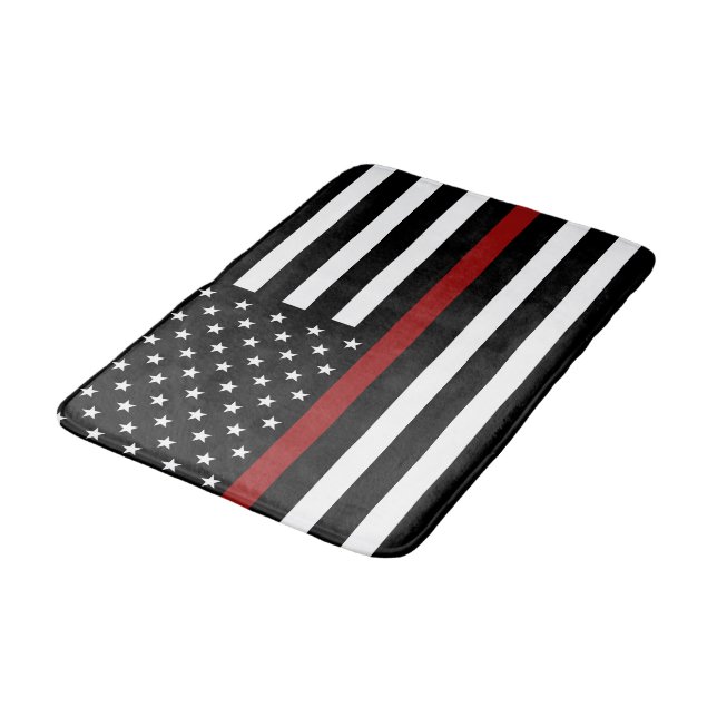 Feuerwehrmann-Bademeisterin Thin Red Line Badematte (Schrägansicht)