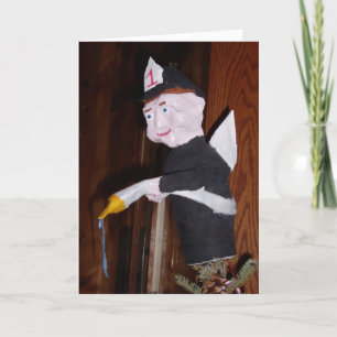 "Feuerwehrmann-Christbaumspitze" Weihnachtskarte Karte