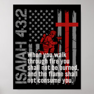 Feuerwehrmann Christlicher Glaube Bibelvers USA-Fl Poster