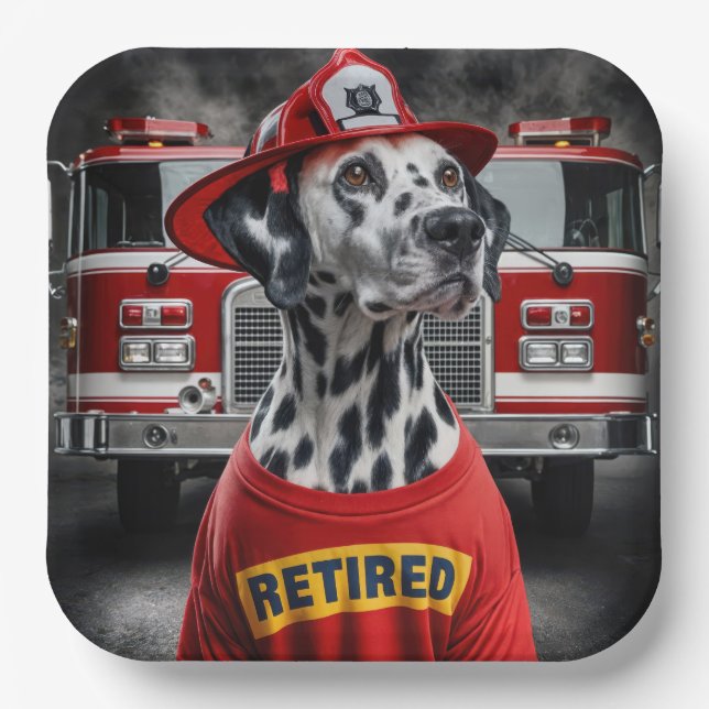 Feuerwehrmann Dalenierung trägt ein ermüdetes Shir Pappteller (Vorderseite)