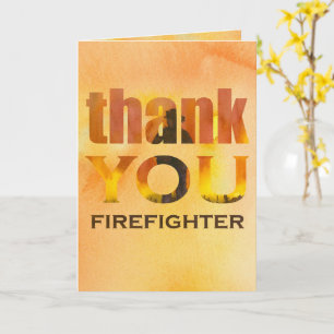 Feuerwehrmann Danke Orange Feuer Aquarell Karte