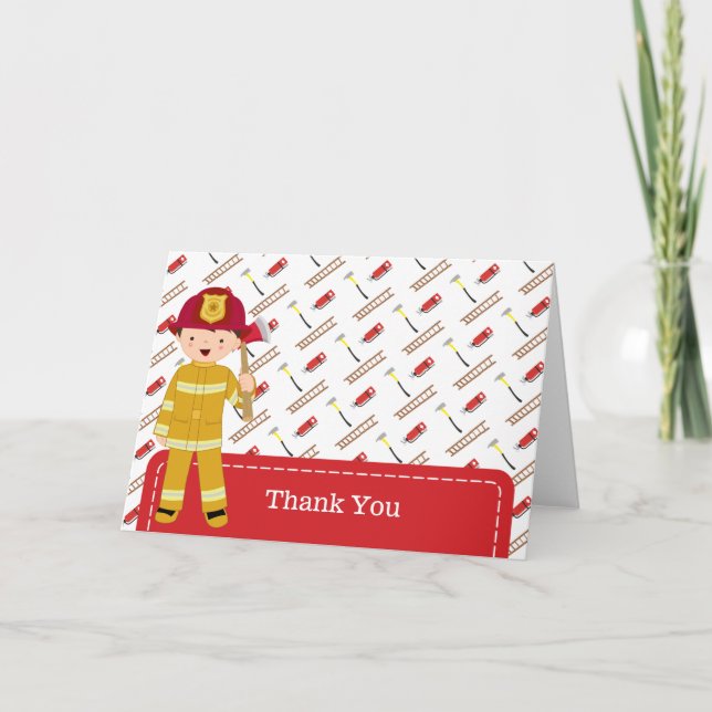 Feuerwehrmann danken Ihnen Dankeskarte (Vorderseite)
