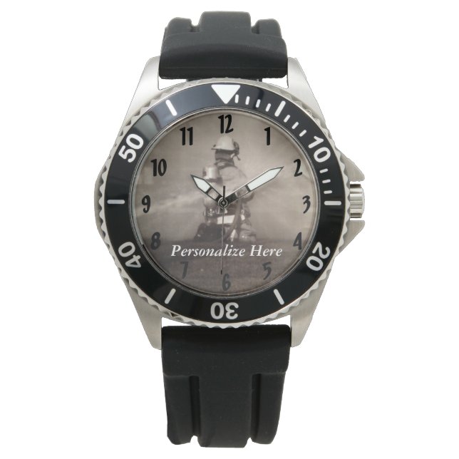 Feuerwehrmann, der die Linien arbeitet Armbanduhr (Vorderseite)