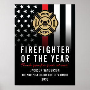 Feuerwehrmann des Jahres Mitarbeiter-Logo Rote Lin Poster