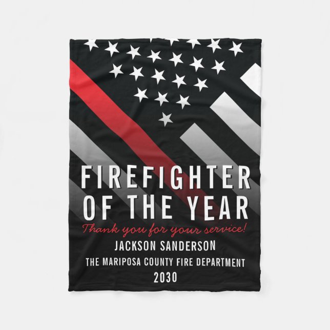 Feuerwehrmann des Jahres - Rote Linie der Mitarbei Fleecedecke (Vorderseite)