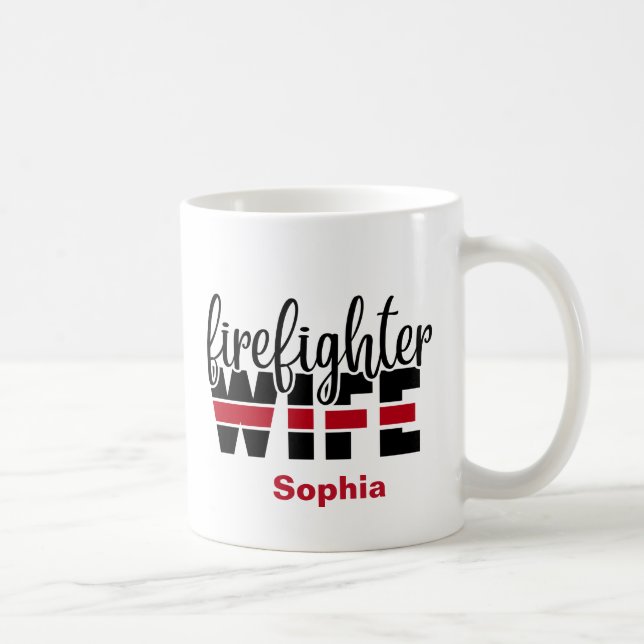 Feuerwehrmann Ehefrau Personalisiert dünne rote Li Kaffeetasse (Rechts)