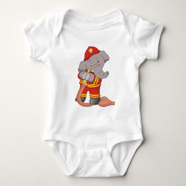 Feuerwehrmann-Elefant-T-Shirts und Geschenke Baby Strampler (Vorderseite)