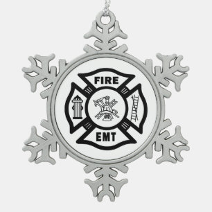 Feuerwehrmann EMT Schneeflocken Zinn-Ornament