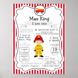 Feuerwehrmann Erstgeburtenposter für einen Jungen Poster