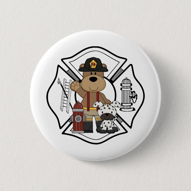 Feuerwehrmann-Feuer-Abteilungs-Bär Button (Vorderseite)