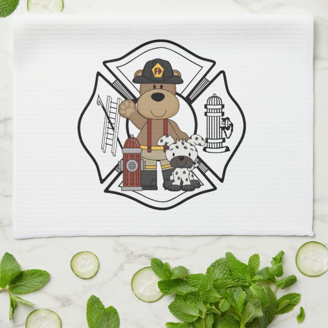 Feuerwehrmann-Feuer-Abteilungs-Bär Handtuch (Gefaltet)