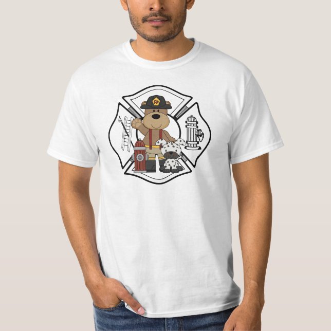 Feuerwehrmann-Feuer-Abteilungs-Bär T-Shirt (Vorderseite)