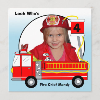 Feuerwehrmann-Feuer-Motor-Geburtstags-Einladungen Einladung