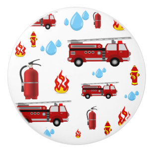 Feuerwehrmann Feuerwehr Feuerwehrauto Kinder Junge Keramikknauf