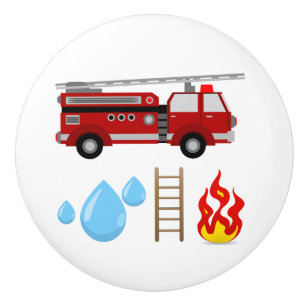 Feuerwehrmann Feuerwehr Feuerwehrauto Kinder Junge Keramikknauf